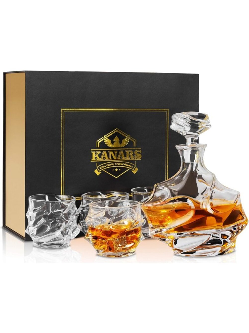 Elegant Crystal Whiskey Decanter Set with 11 Oz Old Fashioned Glasses - Perfect